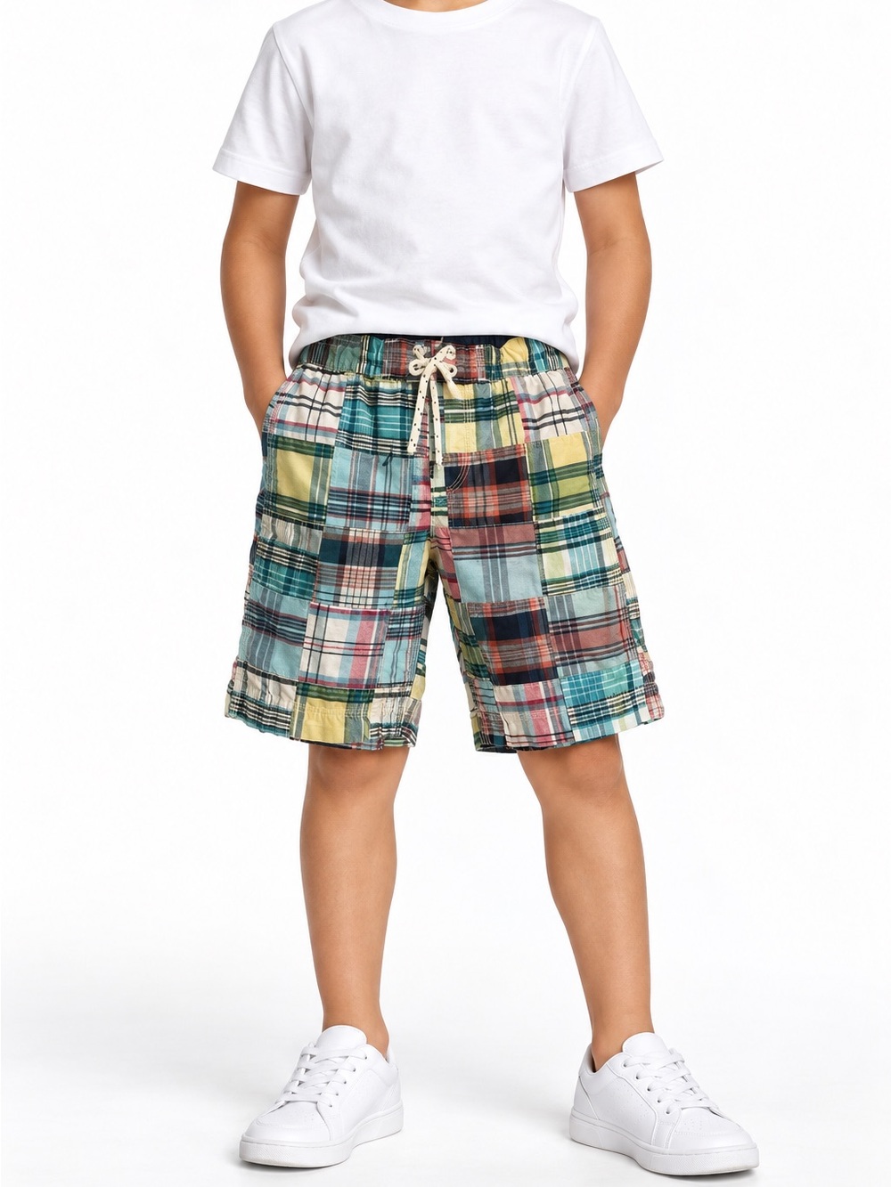 🔥 5 for $30 🔥 Gap Boys Patchwork Plaid Swim Trunks | Size Small